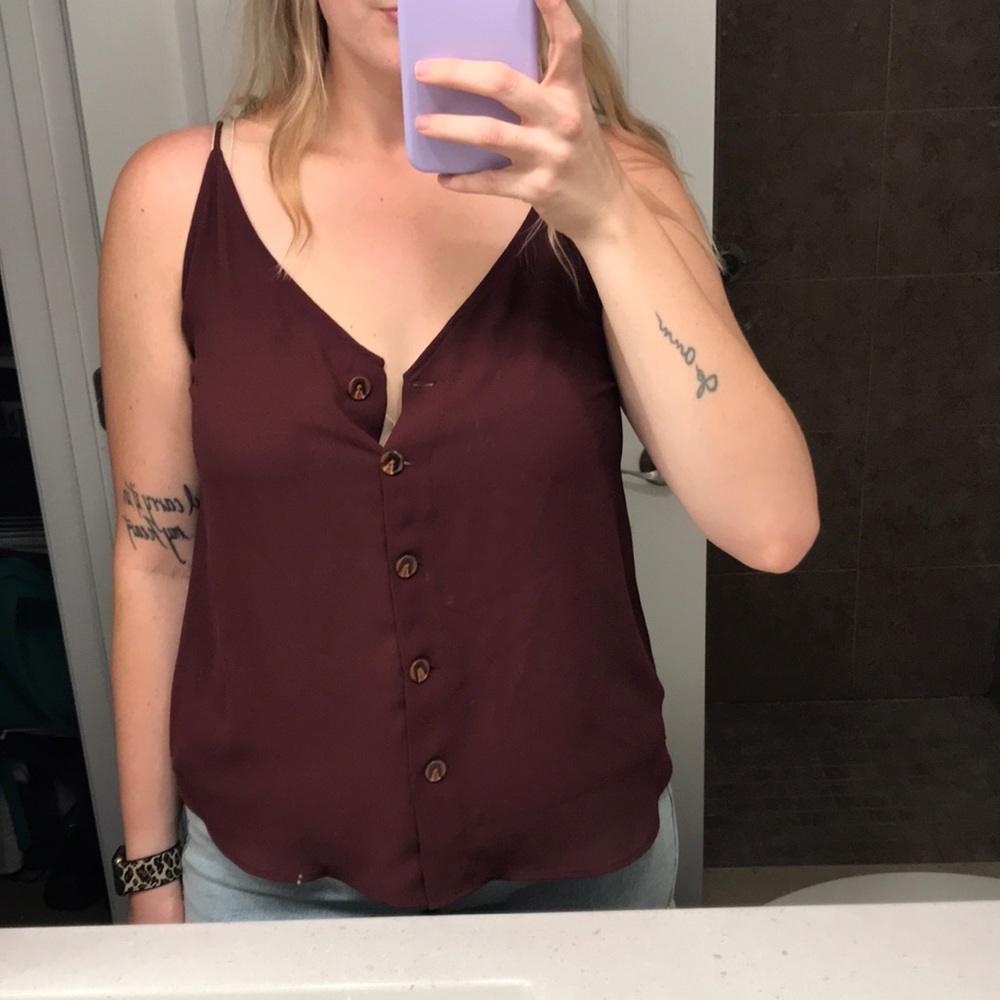 Maroon Button Up Loft Tank Top
